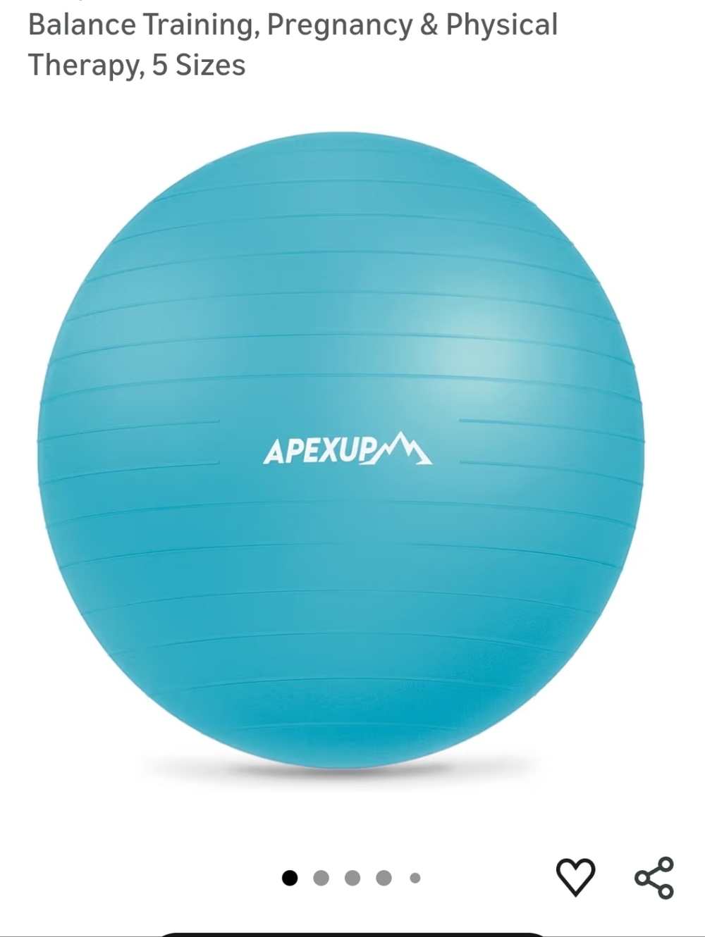 NWT APEXUP Exercise Stability Yoga Ball, Anti-Slip Heavy Duty 19-22" - Aqua Blue